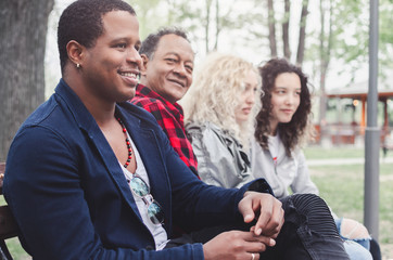 Happy interracial family