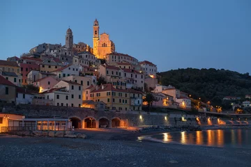 Fotobehang Liguria Italy, Cervo medieval village in the evening  © Dmytro Surkov