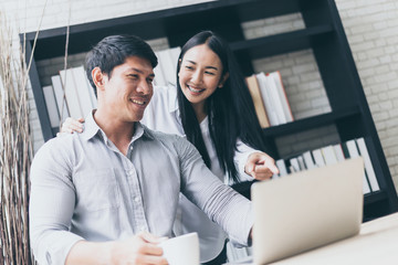 successful business concept with couple onwer discuss strategy and planing together