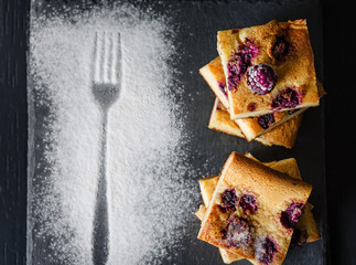 Breton far - french pudding with BlackBerry., top view