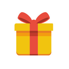 Vector drawing sign symbol of gift boxes with red ribbons that are flat and simple