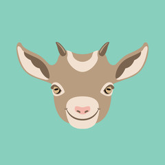 goat  face head vector illustration flat style front