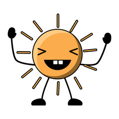 kawaii happy sun icon over white background, colorful design. vector illustration