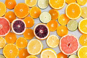 Colorful fresh cut citrus fruit background