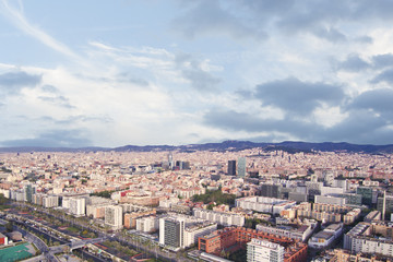 Aerial view of barcelona and the olympic village