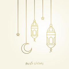 hanging arabic traditional lantern lamp ramadan kareem illustration line outline style