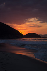 sunrise on the beach called Leme in the city of rio de janeiro