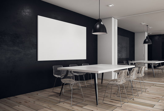 Contemporary meeting room with empty poster