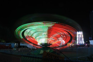 carnival ride, night, blurred motion