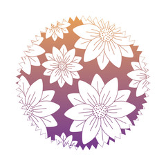 colorful seal stamp with beautiful flowers design, vector illustration