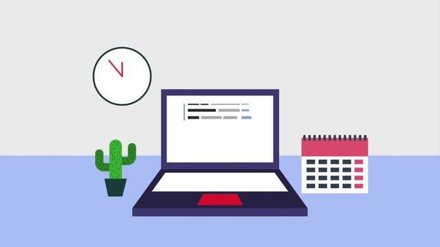 programming and code laptop calendar clock plant animation hd