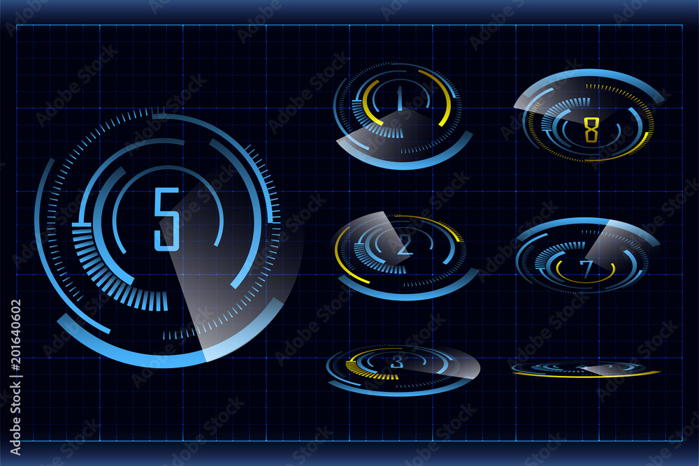 Poster blue futuristic hud design elements. vector futuristic user interface objects.