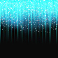 Turquoise northern lights with sparkles on a black background. Vibrant vector rays for christmas decoration