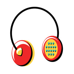 retro headphones icon over white background, pop art style, vector illustration