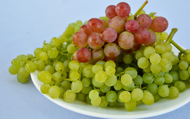 Many Green grape wine on dish