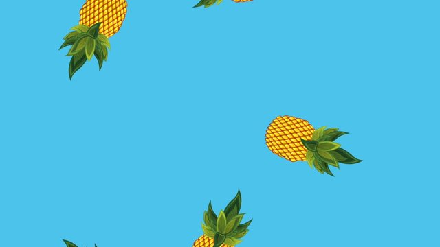 falling pineapple exotic fruit tropical template blue background