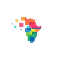 africa abstract colorful tech logo vector icon
