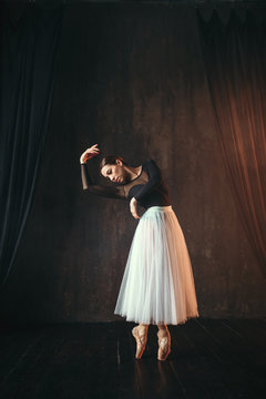Classical ballet dancer in motion on the stage