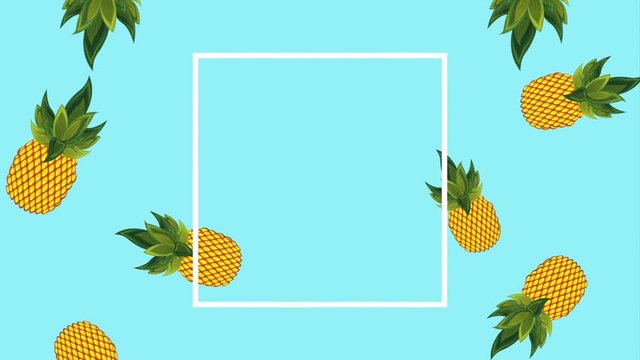 pineapple fresh fruit tropical frame template