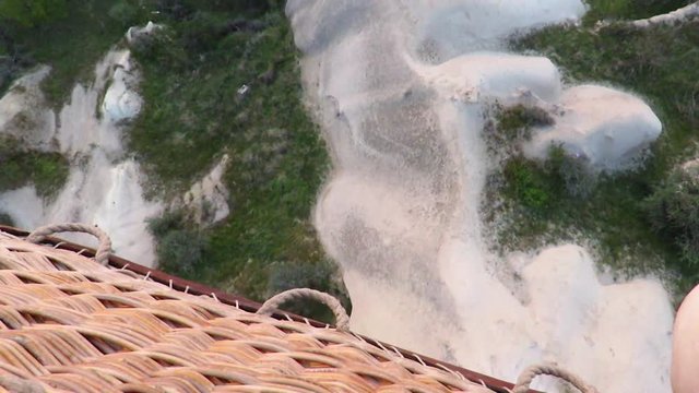 Aerial View From Hot Air Balloon Basket While Flying Over Cappadocia