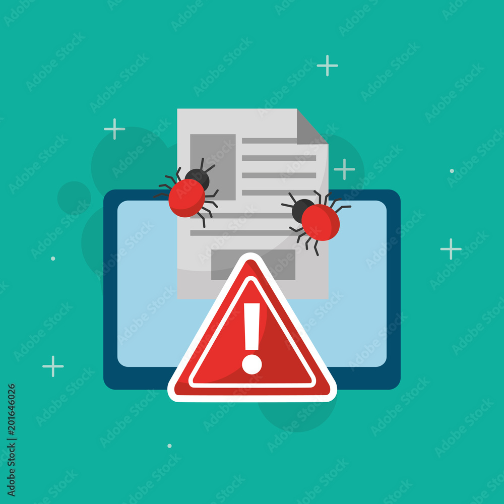 Poster cyber security alert warning mobile data attack digital vector illustration