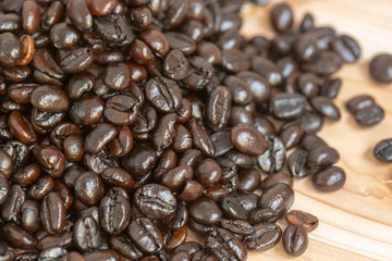 Coffe bean with wood background