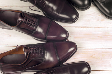 men's shoes on white background. copy space for text.