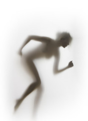 Sexy sporty runner woman body silhouette, prepare to start