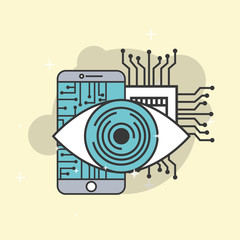 artificial intelligence surveillance smartphone circuit board vector illustration