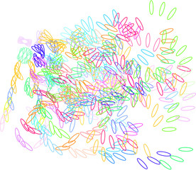 Abstract colored motion, particle or random shape pattern. Surface, digital, decoration & cover.