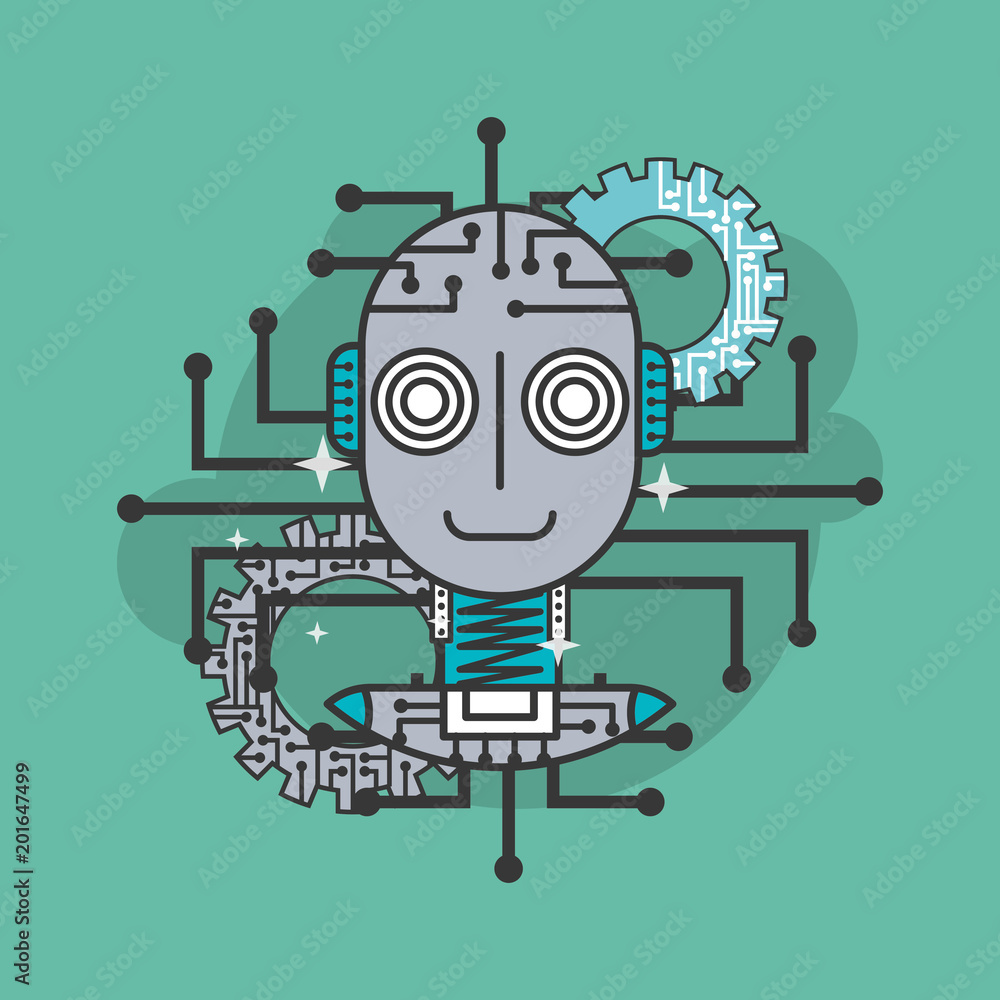 Poster artificial intelligence robot science technology vector illustration