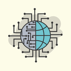 world connection circuit electronic technology vector illustration