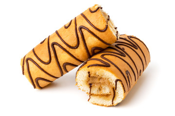 Biscuit rolls on a white background.