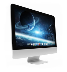 Modern computer screen on white background 3D rendering