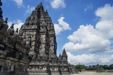 Fototapeta na wymiar Beautiful Prambanan temple building with sculptures