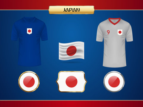 Football World Championship 2018 Japan Jersey. Vector Country Flag.