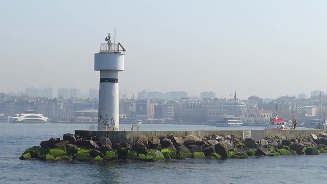 Tower and Harbour of Kadikoy Seen From Ferry