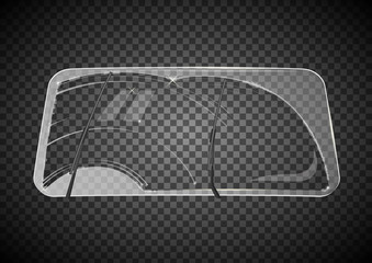 Two wiper cleans the glass. Rain and snow on transparent background. Transparent effect. Vector Illustration.