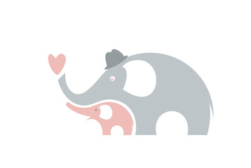 Naklejka premium Cute elephants. Happy fathers day.