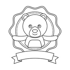 baby shower label teddy bear toy vector illustration outline