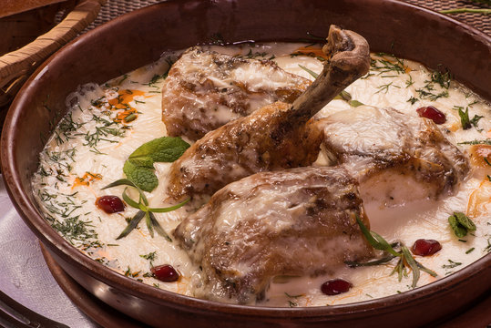 Georgian dish chicken chkmeruli