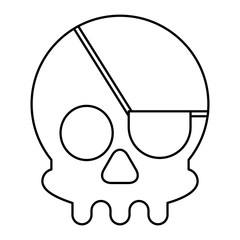 cyber security skull piracy danger vector illustration outline