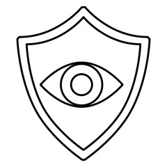 cyber security shield protection eye surveillance vector illustration outline
