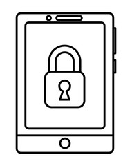 cyber security smartphone locked data information vector illustration outline