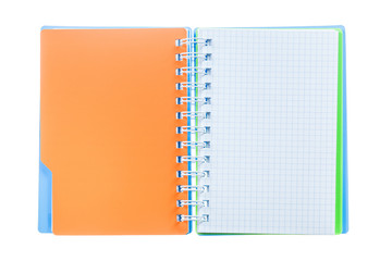 Spiral checked notebook isolated on white