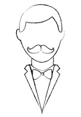 hipster man mustache and elegant suit vector illustration vector illustration sketch