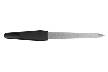 Nail file with black grip on white background isolated