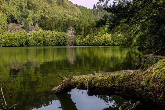 view at congro lagoon near the water in Sao Miguel, Azores, Portugal.