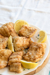 Breaded and fried Salted cod with lemon