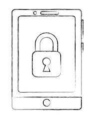 cyber security smartphone locked data information vector illustration  